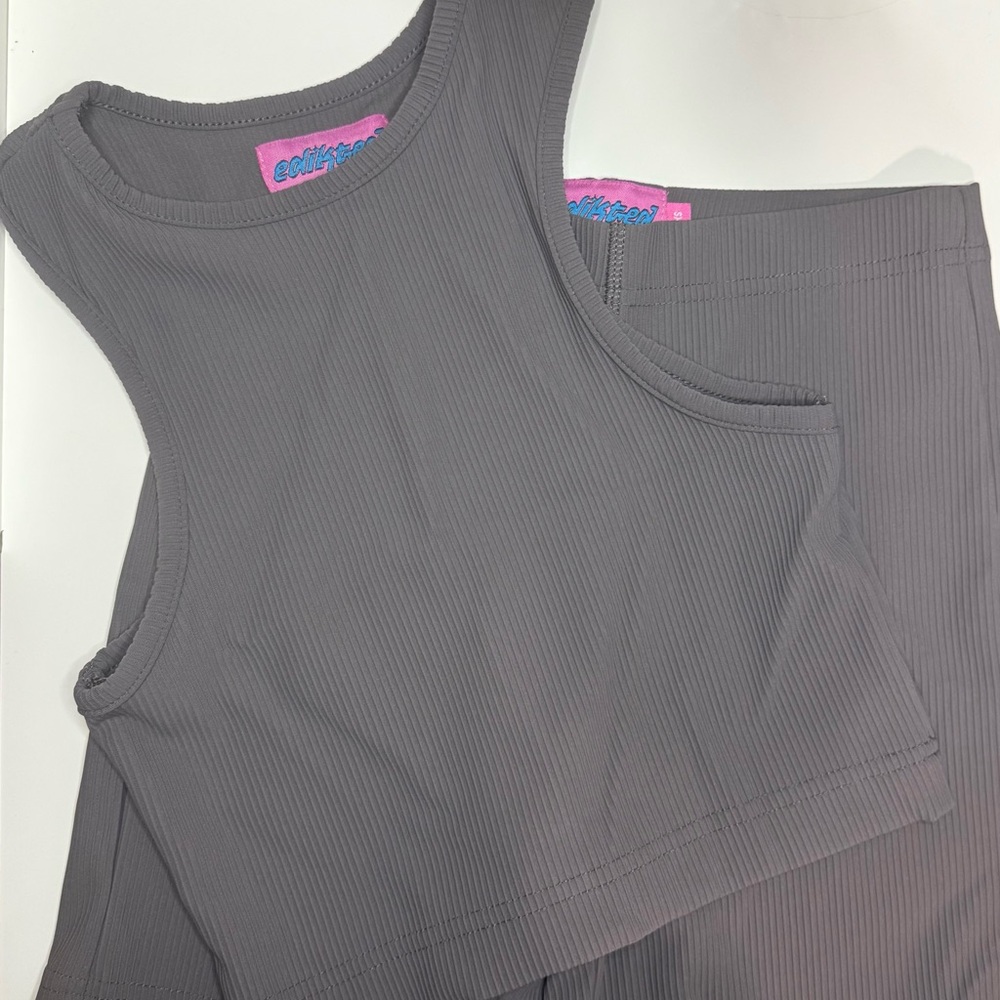Edikted Charcoal Ribbed Set
